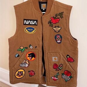 Rare one of a kind Carhartt Brown Vest with Patches